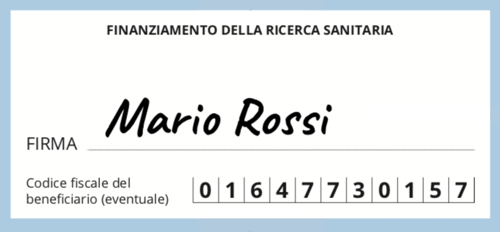 Riquadro 5 per mille per la Ricerca sanitaria