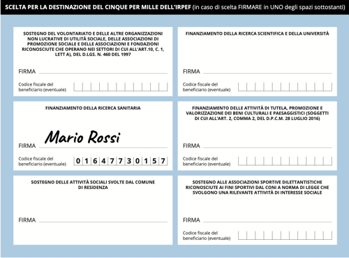 Destinazione del 5 per mille